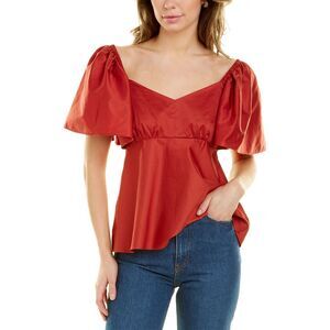 Trina Turk Sagan Top Sweetheart Size XS/S Burnt Orange Red Puff Sleeves Classy